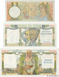 50, 100 et 1000 Drachmes Lot GREECE  1935 P.104 à 106 XF+