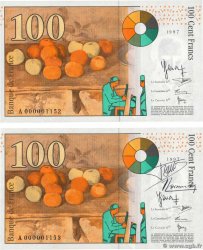 100 Francs CÉZANNE Petit numéro FRANCE  1997 F.74.01A UNC-