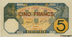 5 Francs DAKAR FRENCH WEST AFRICA Dakar 1926 P.05Bc MBC