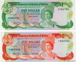 1 et 5 Dollars Lot BELIZE  1980 P.38a et P.39a