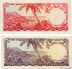 1 et 20 Dollars Lot CARIBBEAN   1965 P.13o et P.15o VF