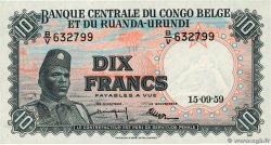 10 Francs CONGO BELGA  1959 P.30b AU+