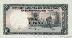 10 Francs CONGO BELGA  1959 P.30b AU+