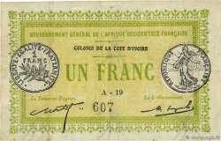 1 Franc IVORY COAST  1917 P.02a VF
