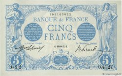 5 Francs BLEU FRANKREICH  1915 F.02.23 VZ+
