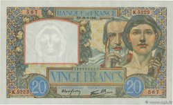 20 Francs TRAVAIL ET SCIENCE FRANCE  1941 F.12.17 SPL