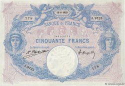 50 Francs BLEU ET ROSE FRANCE  1923 F.14.36 XF