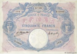 50 Francs BLEU ET ROSE FRANCE  1924 F.14.37 XF-