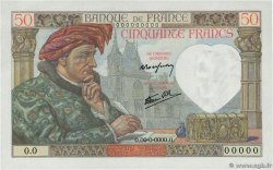 50 Francs JACQUES CŒUR Spécimen FRANCE  1940 F.19.01S UNC-