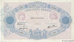 500 Francs BLEU ET ROSE modifié FRANCE  1938 F.31.08 TTB