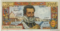 5000 Francs HENRI IV FRANCE  1957 F.49.04 TTB