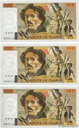 100 Francs DELACROIX dont un UNIFACE Lot FRANKREICH  1995 F.69.08b et F.69U.08 fST+