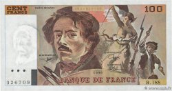 100 Francs DELACROIX imprimé en continu Fauté FRANCIA  1990 F.69bis.02e1 FDC