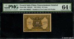 10 Cents Remplacement INDOCHINE FRANÇAISE  1942 P.089b pr.NEUF