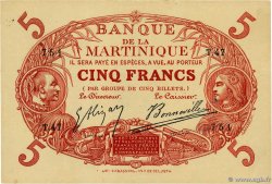 5 Francs Cabasson rouge MARTINIQUE  1903 P.06A XF+