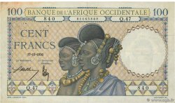 100 Francs FRENCH WEST AFRICA  1936 P.23 VF