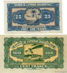 25 et 100 Francs Lot FRENCH WEST AFRICA  1942 P.30a et P.31 fST