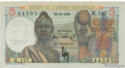 5 Francs FRENCH WEST AFRICA  1950 P.36 AU+