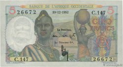 5 Francs FRENCH WEST AFRICA  1952 P.36 XF+