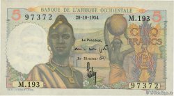 5 Francs FRENCH WEST AFRICA  1954 P.36 SC+