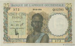 25 Francs FRENCH WEST AFRICA  1954 P.38 q.FDC