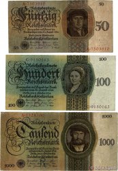 50, 100 et 1000 Reichsmark Lot GERMANY  1924 P.177-P.179 F