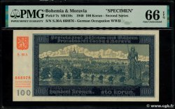100 Korun Spécimen BOHEMIA & MORAVIA  1940 P.07s UNC