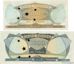 100 et 1000 Francs Annulé CONGO, DEMOCRATIC REPUBLIC  1964 P.006s et P.008s UNC-