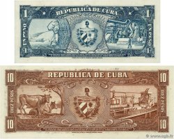 1 et 10 Pesos Lot KUBA  1960 P.087a et P.088c fST+