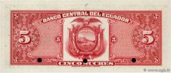5 Sucres Spécimen ECUADOR  1956 P.100s SC+