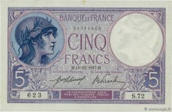 5 Francs FEMME CASQUÉE FRANCE  1917 F.03.01 XF+