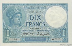 10 Francs MINERVE FRANCE  1920 F.06.04 AU