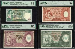500, 1000, 5000 et 10000 Rupiah Lot INDONESIA  1958 P.061, P.064, P101b et P.117 FDC