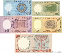 1/2, 1, 5, 10 et 50 Lirot Lot ISRAELE  1958 P.29, P.30b, P.31, P.32d et P.33a SPL+