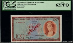 100 Francs Spécimen LUSSEMBURGO  1956 P.50s q.FDC