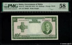 10 Shillings MALTA  1951 P.21 AU