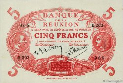 5 Francs Cabasson rouge REUNION INSEL  1938 P.14 fST+