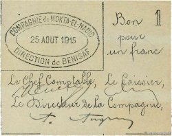 1 Franc ARGELIA Bénisaf 1915 JPCV.12 EBC