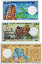 2500, 5000 et 10000 Francs Lot COMOROS  1994 P.12a, P.13 et P.14 UNC-