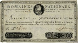 90 Livres FRANCE  1790 Ass.08a VF-