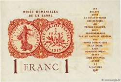 1 Franc MINES DOMANIALES DE LA SARRE FRANCIA  1920 VF.51.01 FDC