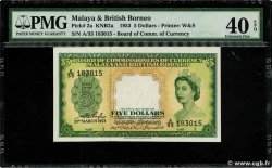 5 Dollars MALAYA e BRITISH BORNEO  1953 P.02a q.SPL