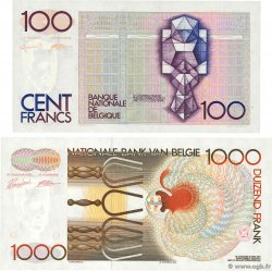100 et 1000 Francs Lot BELGIQUE  1980 P.142a et P.144a NEUF
