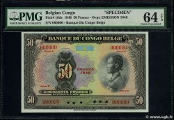 50 Francs Spécimen CONGO BELGA  1946 P.16ds q.FDC