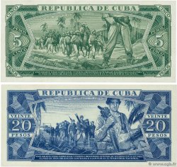 5 et 20 Pesos Spécimen CUBA  1964 P.095bs et P.097bs SC+