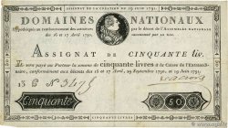 50 Livres FRANCE  1791 Ass.13a VF-