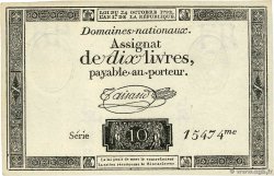 10 Livres filigrane républicain  FRANCE  1792 Ass.36c UNC-