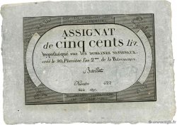 500 Livres  FRANKREICH  1794 Ass.47a SS