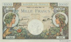 1000 Francs COMMERCE ET INDUSTRIE FRANCIA  1944 F.39.10 FDC