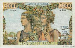 5000 Francs TERRE ET MER FRANKREICH  1957 F.48.15 VZ+